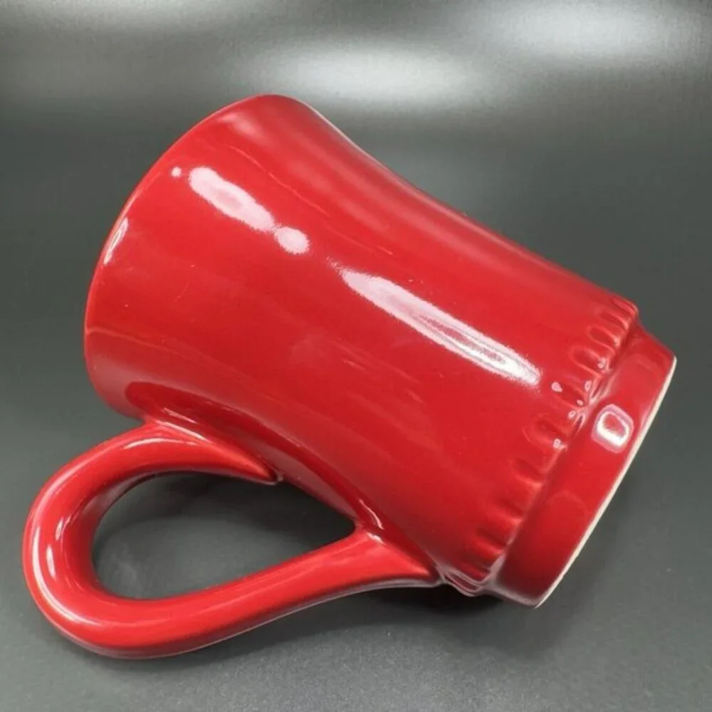 Williams Sonoma Rustic HeartVisit‎ Collection Coffee Mug Cup Beaded Bottom Red